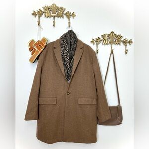 Unisex Boyfriend style Brown Wool Blend Overcoat Xxl ptp 27” l 39
